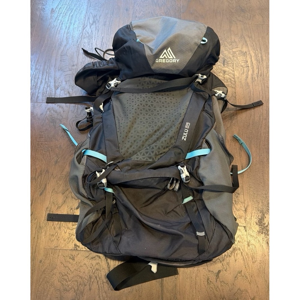 Gregory Zulu 65 Backpack Hiking Backpacking Internal Frame Pack Gray Blue